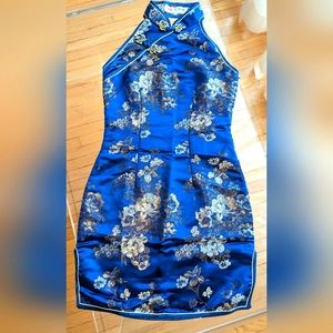 Chinese Dress Qui Pao / Chi Pao - Navy/Gold